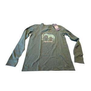 NWT Life is Good Long Sleeve Horse Snow Tshirt Size Medium   i6 V